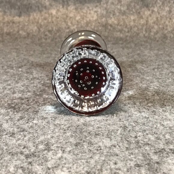 Vintage Glass Red Single Bud Vase Controlled Bubble Base - Picture 8 of 8